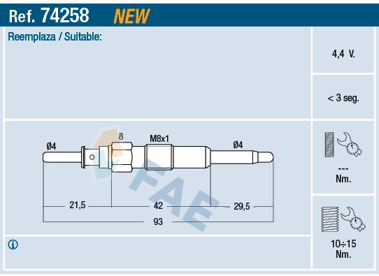 FAE 74258 Kizdirma Bujisi Antara 06 > Chevrolet Captiva 06 > Cruze 09 > Lacetti 07 > Nubira 05 > 2.0 D