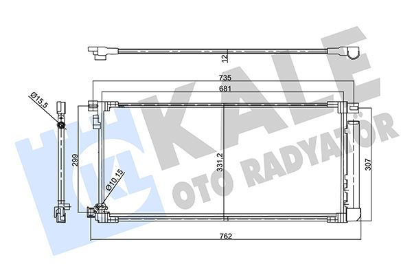 KALE 358775 Kondenser Al/Brz Toyota Auris 1.2 Vvti 15-18 -Auris Touring Sports 1.2 Vvti 15-18- Kurutuculu