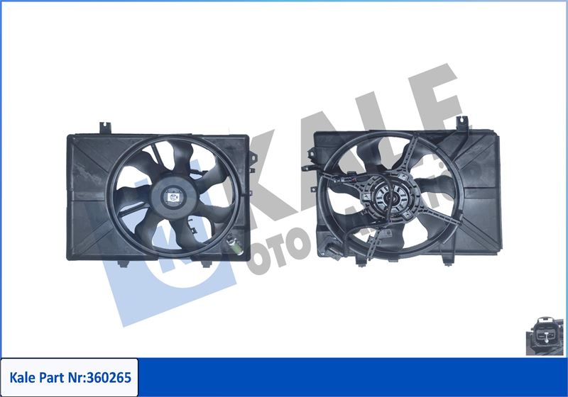 KLR-360265 Fan Motoru Davlumbazli ( Hyundai Elantra Iii 1.6 2.0 2.0 Crdi 00-06, Getz   02-10 -(12v)