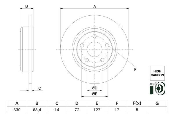 BOSCH 0986479F89 Fren Disk Arka Jeep Grand Cherokee Iv 13>