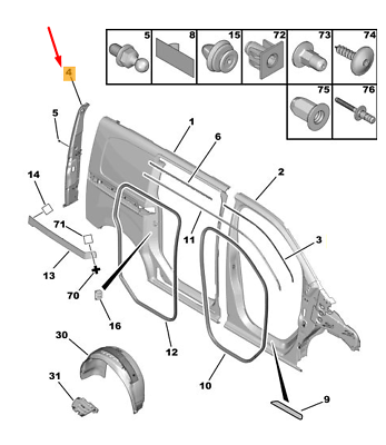 PSA-1614173180 Sag Bagaj Kapagi Kaplama Jumpy Mk3