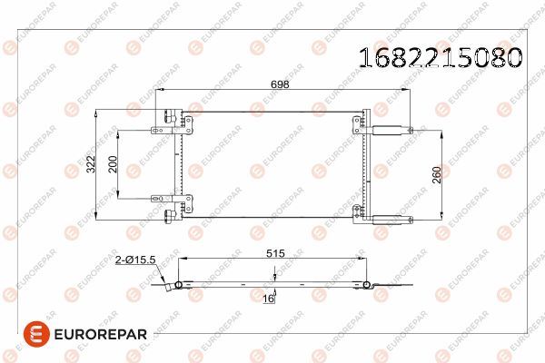 PSA-1682215080 Eurorepar Klima Radyatoru Kondenser (Fiat Doblo Mpv Cargo 1.9d 01- ) 666×307×16 Mm