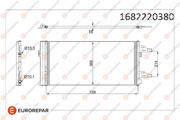 EUROREPAR 1682220380 Klima Radyatörü Kondansatör Peugeot Boxer 06> Citroen Jumper 06> Fiat Ducato 06> 2.0-2.2 Hdi