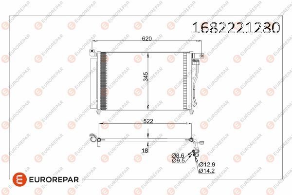 EUROREPAR 1682221280 Klima Radyatörü Kondenser Hyundai Accent Era 1.5l Crdi D4fa Dizel 06-10