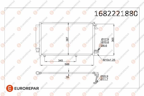 EUROREPAR 1682221880 Klima Radyatörü Ford Fiesta 08> 1.25-1.4 Benzin-1.4 Tdci