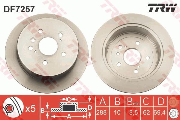 TRW DF7257 Fren Diski Arka Lexus Rx 2003-2008