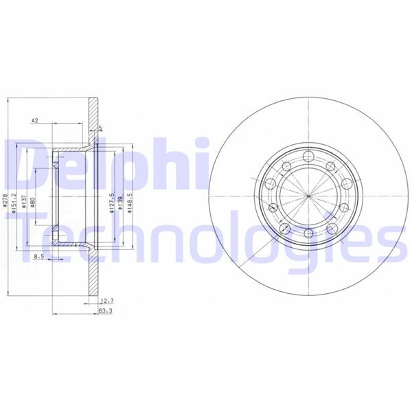 DELPHI BG2259 Fren Diski On Mercedes W114 W123 W116 W126
