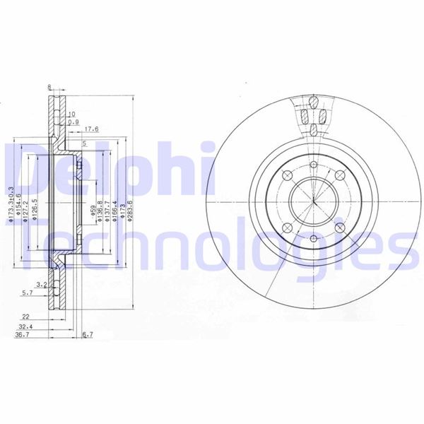 DELPHI BG2407 Ön Fren Aynasi Fiat Doblo 05>Idea 04>Linea 09> Fiorino 09> Bravo 01>Stilo 01> 284x22x 4 Delik Hav Ali