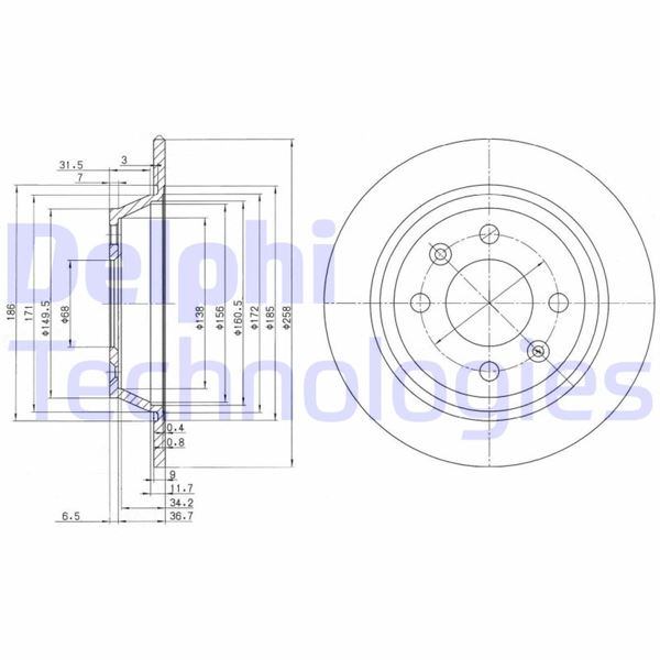 DELPHI BG2420 Fren Diski Çiftli Paket . Deliksiz Arka Saab 900. 9000 05/1984 >