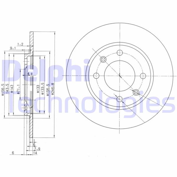 DELPHI BG2445 Arka Fren Aynasi Peugeot P205 86>98 P309 85>93 Dolu 247x71x4dl
