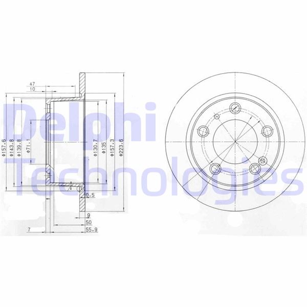 DELPHI BG2528 Arka Fren Aynasi Citroen Xm Y3 -Xm Y4 -Xm Break Y3 -Xm Break Y4 1992->1994 Dolu 224x71x5dl