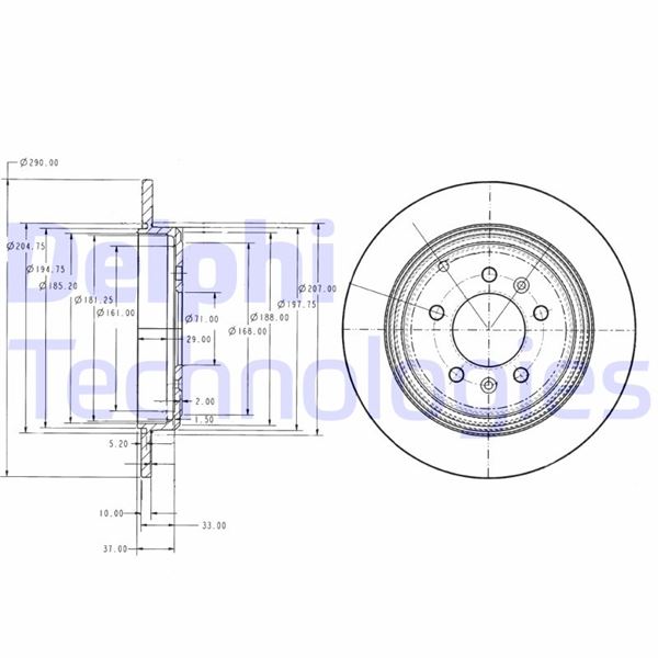 DELPHI BG2573 Arka Fren Aynasi Peugeot P605 89>99 Dolu 290x71x5 Dl