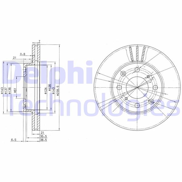 DELPHI BG2673 Ön Fren Diski Hava Kanalli Honda Civic 1.5l 1.6l D15b D16a Si Eg Eh Kasa 92-95 / Civic Euro 1.4l D14a Ma Ej El Kasa 96-00 240 Çap X 4 Bijon - Takım Disk Fiyatıdır