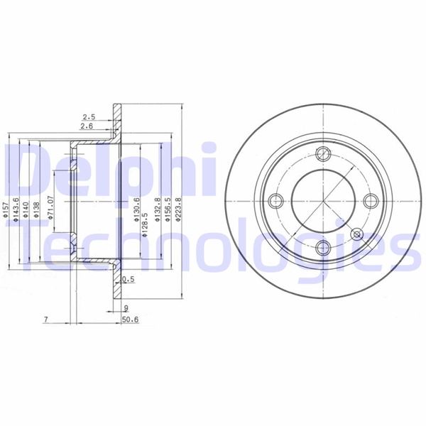 DELPHI BG2691 Arka Fren Aynasi Xantia 1.6i-1.8i-1.9d-1.9td- 2.0i-2.1td 93-03 224x9x4dl