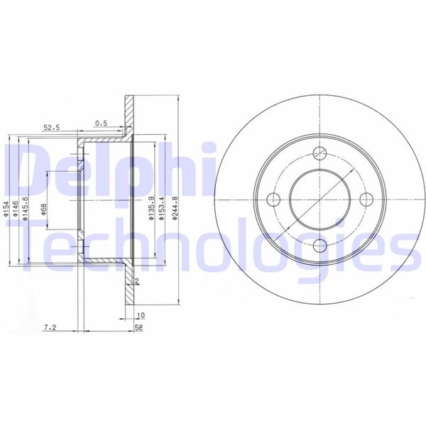 DELPHI BG2747 Fren Diski Çiftli Paket . Deliksiz Arka Audi 100 01/1988 > 04/1991
