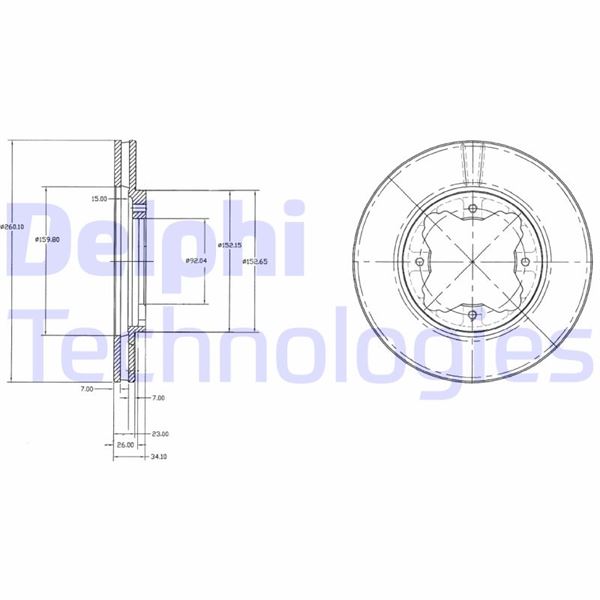 DELPHI BG2798 Ön Fren Diski Hava Kanalli Honda Accord 2.0l F20 90-98 260 Çap X 4 Bijon - Takım Disk Fiyatıdır