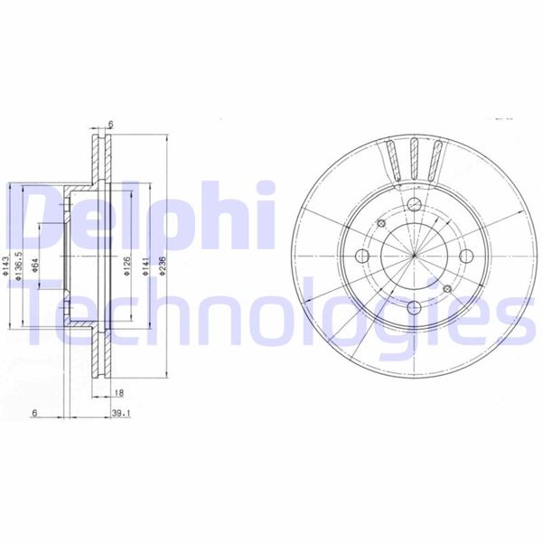 DELPHI BG2810 Ön Fren Diski Hava Kanalli Mitsubishi Carisma 1.6l 4g92 Da1a 95-99 236 Çap X 4 Bijon - Takım Dis K Fiyatıdır