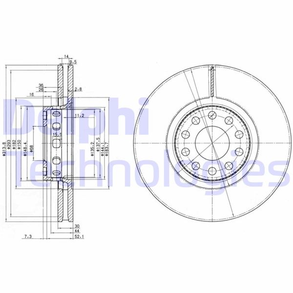 DELPHI BG3033 Fren Diski Çiftli Paket . Delikli Ön Audi A8. S6 1994 > 10/2003