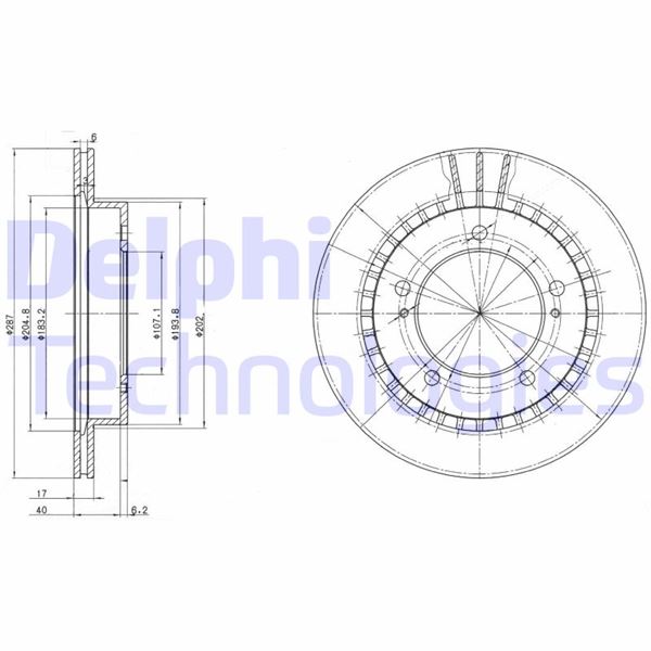 DELPHI BG3158 Ön Fren Diski Hava Kanalli Suzuki Vitara 1.6l G16b 5 Kapı 16 Supap 92-98 287 Çap X 5 Bijon - T Akım Disk Fiyatıdır