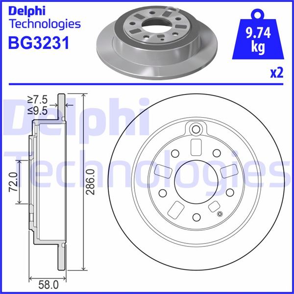 DELPHI BG3231 Arka Fren Diski Dolu Tip Mazda Xedos 9 2.5l Kl Ta12 94-00 286 Çap X 5 Bijon - Takım Disk Fiyatıdır