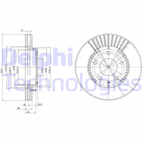 DELPHI BG3232 Ön Fren Diski Hava Kanalli Mazda Xedos 9 2.5l Kl Ta12 94-00 273.5 Çap X 5 Bijon - Takım Disk Fiyatıdır