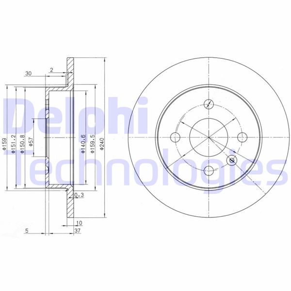 DELPHI BG3403 Arka Fren Aynasi Astra G 98 > - Astra H 04 > Meriva A 03 > 240x10x4dl Dolu 9117771-90498304-24432189