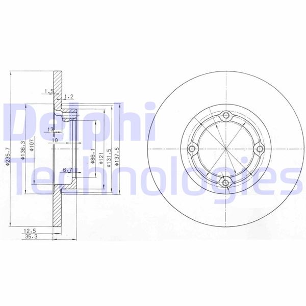 DELPHI BG3551 Ön Fren Diski Aynasi Chevrolet Spark 05> Matiz 05> 236x35x4 Dolu-Soğutmasiz