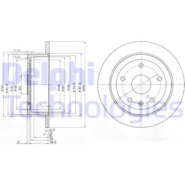 DELPHI BG3554 Fren Diski Çiftli Paket . Deliksiz Arka Daewoo Leganza 11/1997 > 02/2003