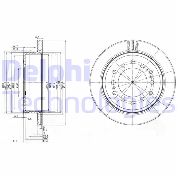 AYD-50453 Arka Fren Diski Land Cruiser 90 02-09 2.7-3.0d-4d4wd-3.0td-3.4i-24v (312x18x16) Havali Ad.