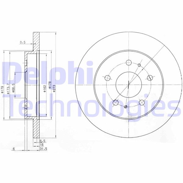 DELPHI BG3607 Ön Fren Diski Dolu Tip Daihatsu Terios 1.3l Hc-Ej K3-Ve J100 J102 J211 97-08 / 1.5l 3sz-Ve J210 06 -> 273 Çap X 5 Bijon - Takım Disk Fiyatıdır