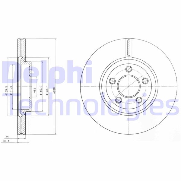 DELPHI BG3704 Fren Diski Çiftli Paket . Delikli Ön Chrysler Pt Cruiser 2000 >