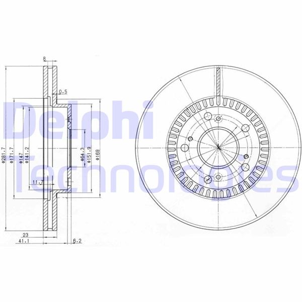 DELPHI BG3720 Ön Fren Diski Hava Kanalli Honda Civic 1.6l R16a2 Vtec Sedan Fd6 Fb7 Kasa 06-15 / 1.8l R18a Vtec Hatchback Fk2 Kasa 06-> / 1.4l L13z1 Sport Fk1 Kasa 09-> / Cr-V 2.0l K20a4 15 Jant Rd8 Kasa