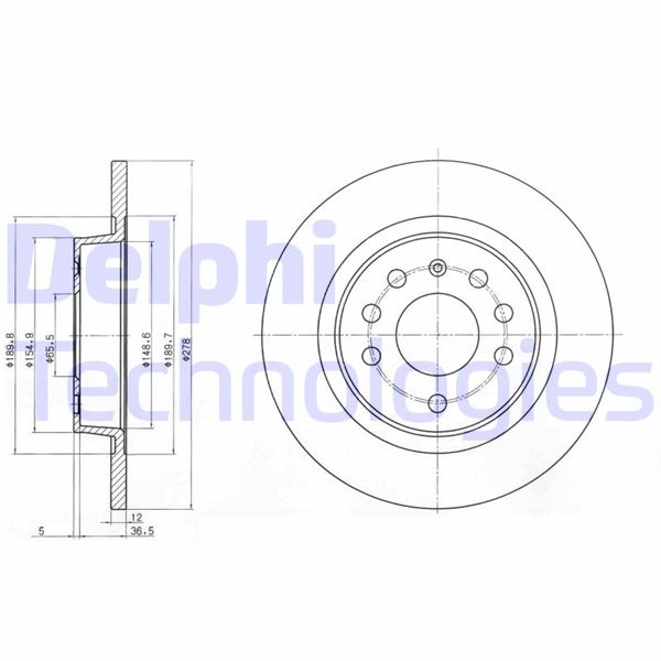 DELPHI BG3731C Arka Fren Aynasi Vectra C 02> Signum 03> Saab 9.3 02> Croma 05> 278x12x5dl Dolu