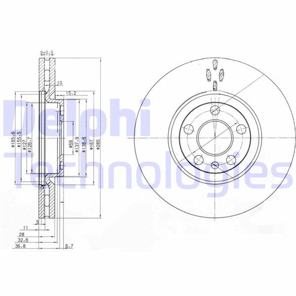 DELPHI BG3740 Ön Fren Aynasi Psa Jumpy 95> Expert 95> P807 Fiat Ulysse 02> Scudo 99> 1.9 D 2.0 2.2 Hdi