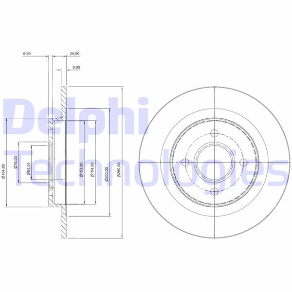DELPHI BG3743 Fren Diski Çiftli Paket . Deliksiz Arka Ford Focus 01/2002 > 04/2005