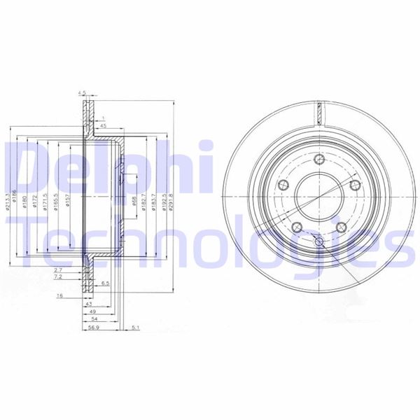 DELPHI BG3765C Arka Fren Diski Hava Kanalli Nissan Qashqai 1.5l Dci K9k Dizel J10de 06-13 / X-Trail 2.0l Qr20 M9r T30 T31 01-13 / Renault Koleos 08> Koleos Ii 16> 292 Çap X 5 Bijon - Takım Disk Fiyatıdır