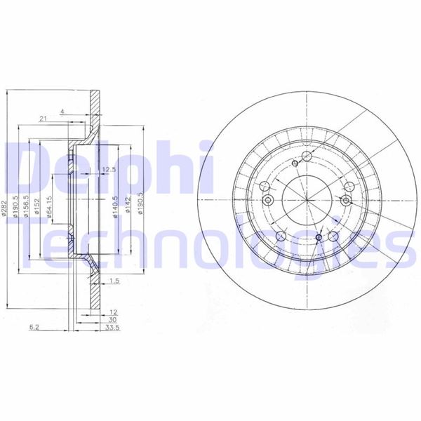 DELPHI BG3795 Fren Diski Çiftli Paket . Deliksiz Arka Honda S2000 08/1999 >
