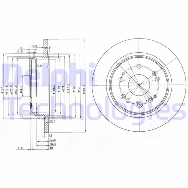DELPHI BG3797 Fren Diski Çiftli Paket . Deliksiz Arka Honda Fr-V. Stream 01/2001 >