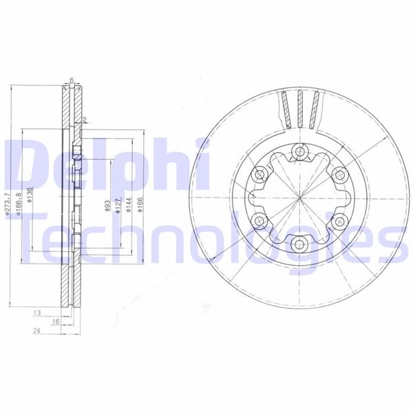 DELPHI BG3809 Fren Diski Ön Ford Ranger 98> 4x4 Çap: 274mm