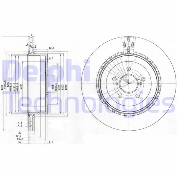 DELPHI BG3819 Fren Diski Çiftli Paket . Delikli Arka Subaru Impreza 01/2002 > 04/2004