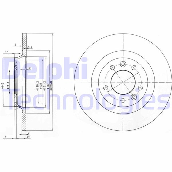 DELPHI BG3836 Arka Fren Aynasi P407 04>11 P508 10>18 P607 00>11 Rcz 10>15 C5 08>17 290x12x35x5dl Dolu