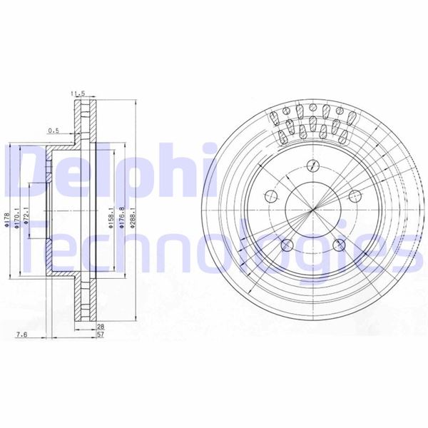 DELPHI BG3846 Fren Diski Çiftli Paket . Delikli Ön Jeep Cherokee 09/2001 > 01/2014