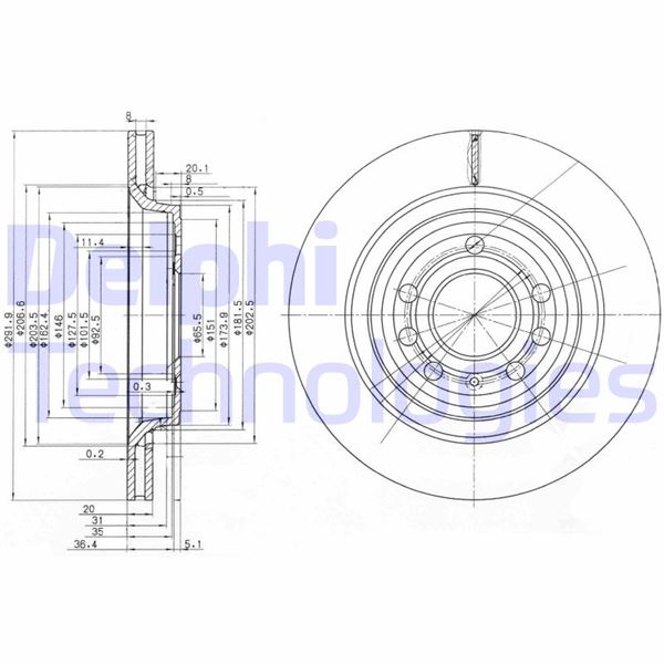 DELPHI BG3886C Arka Fren Aynasi Vectra C Gts 4.02>Signum 03>Saab 9.3 02> 292x199.9x7dlxhavali