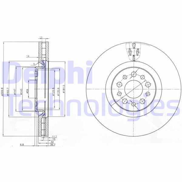 DELPHI BG3898 Fren Diski Çiftli Paket . Delikli Ön Citroen // Fiat // Lancia // Peugeot; C8 // Ulysse // Phedra / / 807 07/2002 >