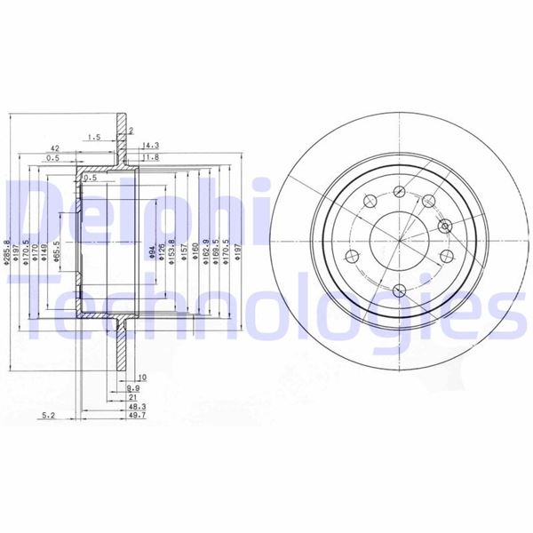 DELPHI BG3908C Fren Diski Çiftli Paket - Boyali. Deliksiz Arka Saab 9-5 1999 >
