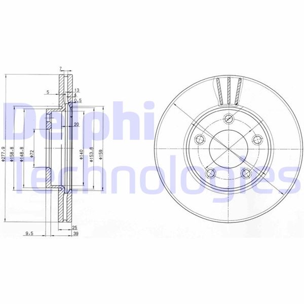 DELPHI BG3927 Ön Fren Diski Hava Kanalli Mazda 3 1.6l Y6 Z6 Bk Bl Kasa 03-14 278 Çap X 5 Bijon - Takım Disk Fiyatıdır