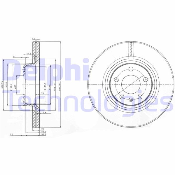 DELPHI BG3942 Fren Diski Çiftli Paket . Delikli Ön Audi A6 05/2004 > 06/2011