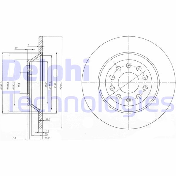 DELPHI BG3956C Fren Diski Çiftli Paket - Boyali. Deliksiz Arka Audi A6 05/2004 > 06/2011
