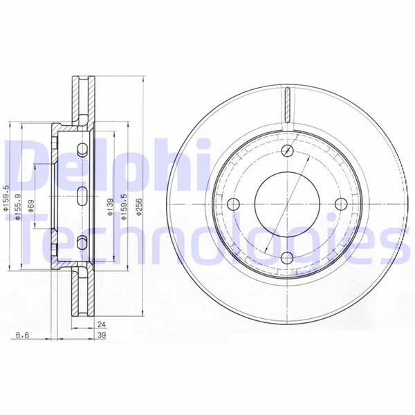 DELPHI BG3987 Ön Fren Diski Hava Kanalli Mitsubishi Colt 1.1l 3a91 Z32a 1.3l 4a90 Z34a 1.5l 4a91 Z36a 04-12 256 Çap X 4 Bijon - Takım Disk Fiyatıdır