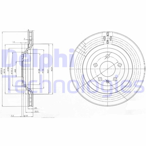 DELPHI BG3991 Fren Diski Çiftli Paket . Delikli Arka Audi A6 05/2004 > 06/2011